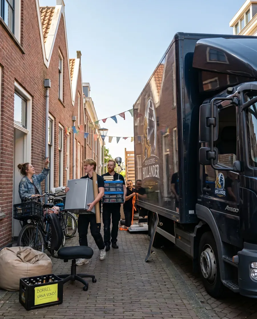 Verhuizers ruimen een woning leeg tijdens een ontruiming